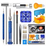 JOREST Watch Repair Kit for Battery Replacement & Link Removal, Resizing &Opener, Watch Repair and Cleaning Screwdriver Set, Wrench Back Remover, Spring Bar Tool