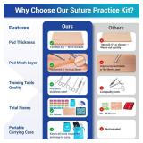 Alcedo Suture Practice Kit for Medical Students | Complete Set (32 Pieces) Include Durable Large Suturing Pad with Pre-Cut Wounds, Tools Kit, and Suture Threads for Educational Use Only