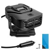 Demohome 12V 200W Car Heater & Cooling Fan in One, Instant Windscreen Defogger & Defroster for Winter & Damp Days - Portable & Safe, Plugs into Cigarette Lighter for Any Vehicle - Black/Gray