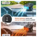 Demohome 12V 200W Car Heater & Cooling Fan in One, Instant Windscreen Defogger & Defroster for Winter & Damp Days - Portable & Safe, Plugs into Cigarette Lighter for Any Vehicle - Black/Gray