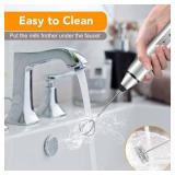 Milk Frother Handheld, Gbivbe Rechargeable Whisk Drink Mixer for Coffee with Art Stencils, Coffee Mixer for Cappuccino, Hot Chocolate Match, Frappe, Hot Chocolate, Egg Whisk