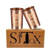 SAJTOX Pure Copper Glass for Drinking Water Set of 2 - Tumbler Copper Cup Set for Ayurveda Health Benefits (11 fl Oz) 312 ml