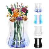Vase for Lego Flowers Bouquet Upgraded, Acrylic Display Holder Compatible with Lego Botanical Collections Roses Sunflowers, for Lego Flower Building Set Lovers, Gradient Blue