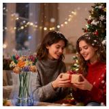 Vase for Lego Flowers Bouquet Upgraded, Acrylic Display Holder Compatible with Lego Botanical Collections Roses Sunflowers, for Lego Flower Building Set Lovers, Gradient Blue