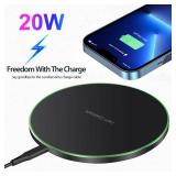 Fast Wireless Charger,20W Max Wireless Charging Pad Compatible with iPhone 17/17 Pro/16/15/14/13/12/SE/XS Max/XR,AirPods;FDGAO Wireless Charge Mat for Samsung Galaxy S25/S24/Note,Pixel/LG
