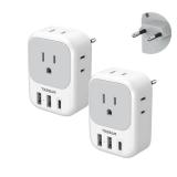 2 Pack European Plug Adapter USB C, TESSAN US to Europe Adapter 4 Outlets 3 USB Charger, Type C International Power Adaptor to Italy Spain France Portugal Iceland Germany, Europe Travel Essentials