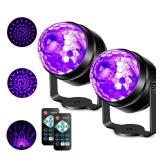 Litake UV Black Lights for Glow Party, 6W LED Disco Ball Strobe Lights for Dark Party Supplies, Sound Activated with Remote Control, Dj Light for Halloween Xmas Birthday Party Home Decorations, 2 Pack