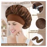 Heatless Curls Overnight Hair Curlers - 4 Pcs No-Heat Curling Rod to Sleep In and Shower Cap,Velvet Hair Rollers with Satin Wrap