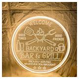 Bar and Grill Neon Sign,Bar & Grill Sign, Backyard Patio Wall Art,Bar Sign,Grill Sign Backyard Sign BBQ Grilling Light Up Sign for Backyard,Garden Yard,Patio Decor, Housewarming Giftï¼Dimmableï¼