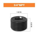 GASHER 20Pcs 3/4\" NPT Carbon Steel Pipe Plug Fitting Internal Hex Thread Socket Pipe Plug