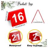 Tuanse Table Numbers 1-25 Acrylic Double Side Numbered Table Tents Plastic Restaurant Wedding Numbers Cards Signs for Party Banquets Wedding Reception(Red, White)