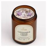 Carnatia Lavender & Cedar Scented Candle 7 oz | 100% Soy Wax with Cotton Wick | 50 Hour Burn | Aromatherapy Candle for Home, Calm Focus & Relaxation | Gift for Women & Men