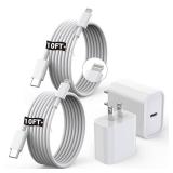 [Apple MFi Certified]10FT Fast iPhone Charger,Extra Long Apple Charger Fast Charging 2Pack USB C Charger Block Plug + 10Foot Lightning Cable Cord for iPhone 14/Pro/Pro Max/Plus/13/12/11/XS/XR/X/SE2022