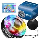 JIN BD Wrist Trainer Ball Auto-Start Gyroscopic Forearm Exerciser Gyro Ball for Strengthen Arms, Fingers, Grip and Muscles Black with LED Light