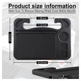 JUSTTOP 4 In 1 Car Steering Wheel Desk for Laptop,Versatile Upgraded Car Seat Tray, Spacious Steering Wheel Table With Tablet Holder and Dual Sauce Racks,Steering Wheel Under Table Console (Large)
