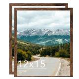 QOTIB 12x15 Picture Frame Deep Brown for Wall Hanging, Wood 12 x 15 Frame Photo Frame for Wall Horizontally or Vertically, Deep Brown, 2 Pack