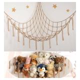 Stuffed Animal Storage Hammock or Net Corner - Large Toy Hammock Net for Stuffed Animals Room Decor - Cute Stuff Animal Organizer Plush Holder - Kids Baby Nursery Essentials Wall Bedroom Home Decor