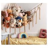 Stuffed Animal Storage Hammock or Net Corner - Large Toy Hammock Net for Stuffed Animals Room Decor - Cute Stuff Animal Organizer Plush Holder - Kids Baby Nursery Essentials Wall Bedroom Home Decor