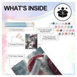 6 Pack Christmas Paint by Numbers Kit for Adults, Snowman Adult Paint by Number Kits, Santa Claus Paint by Numbers for Adults, Cardinal Acrylic Painting on Canvas for Home Wall Art Decor 16x12 Inch