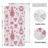 Vdsrup Pink Love Gnomes Hand Towels Happy Valentines Day Towel Set of 2 Matching Towels for Couples Bath Bathroom Towel Soft Guest Face Towel Thin Kitchen Tea Dish Towels 14x28 in