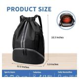 JELUTAR Drawstring Backpack Gym Bag with Shoes Compartment for Soccer, Basketball, Swim, Water-Resistant String Backpack Beach Cinch for Women Men