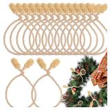 16pcs Champagne Gold Christmas Garland Twist Ties - Reusable and Flexible Banister Decoration Ties for Stair Railings, Wreaths, Stockings & Holiday Home Decoration