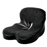 Watshyon Ergonomic Memory Foam Reenly Seat Cushion & Non-Slip Base with Adjustable Straps,Seat Cushion for Truck Driver and Office Chair Cushion,Removable Washable Cover- Plush Velvet