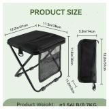 Portable folding stool with dual storage pockets and side pockets Compact adult-sized portable stool, ideal for camping, hiking, outdoor activities and events Maximum weight capacity 280 lbs (Black)