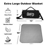Waterproof Outdoor Blanket 92X 60" Packable, Stadium Blankets for Camping with Quilted Fleece Lining, Large Windproof Emergency Throw Mat for Garss Picnic Hiking Road Trip, Machine Washable, Black