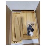 PEKER Bamboo Bathroom Organizer Countertop Small Vanity Storage Shelf for Makeup, Perfume, Skincare Natural Cosmetics Display Rack for Dresser, Sink, Kitchen- Natural