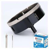 4\" Diamond Hole-Saw Bits with Pilot Drill Bit 4 in Diamond Tipped Tile Hole Saws with Guiding Bit for Accurate Drilling, for Porcelain Tile Ceramic Pottery Granite Stone Glass Bottles 102mm