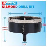 4\" Diamond Hole-Saw Bits with Pilot Drill Bit 4 in Diamond Tipped Tile Hole Saws with Guiding Bit for Accurate Drilling, for Porcelain Tile Ceramic Pottery Granite Stone Glass Bottles 102mm