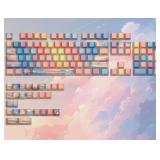 dagaladoo Shine Through keycap Set,Double Shot PBT keycaps 60 75 Percent,dye sub Custom Key caps,Side Printed,Blue/Orange,Cherry Profile Keyboard caps for Machine Keyboard(Sunset)