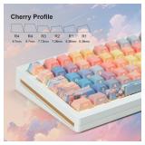 dagaladoo Shine Through keycap Set,Double Shot PBT keycaps 60 75 Percent,dye sub Custom Key caps,Side Printed,Blue/Orange,Cherry Profile Keyboard caps for Machine Keyboard(Sunset)