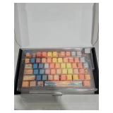 dagaladoo Shine Through keycap Set,Double Shot PBT keycaps 60 75 Percent,dye sub Custom Key caps,Side Printed,Blue/Orange,Cherry Profile Keyboard caps for Machine Keyboard(Sunset)