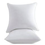 FAVRIQ 18 x 18 Pillow Inserts (Set of 2) - 18 Inch Square Interior Sofa Throw Pillow with 100% Cotton Cover - Decorative Pillow Insert Pair - White Couch Pillow