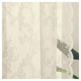 Deeprove Lace Curtains 84 Inches Long 2 Panels Set, Boho Sheer Accent Florals Embroidery Vintage Window Panel Treatment Pair Chic Cream Bohemian Drapes for Bedroom, Rod Pocket, W57 x L84, Ivory