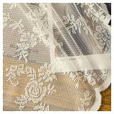 Deeprove Lace Curtains 84 Inches Long 2 Panels Set, Boho Sheer Accent Florals Embroidery Vintage Window Panel Treatment Pair Chic Cream Bohemian Drapes for Bedroom, Rod Pocket, W57 x L84, Ivory