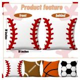 4PCs Sports Balls Pillow Covers Rugby, Basketball, Baseball, Soccer Throw Pillow Covers 18x18 Pillowcases Trendy Design Decorative Aesthetic Room Decoration for Boys Bedroom Toddler Room, Boys Room