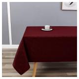 Wekwch Burgundy Jacquard Rectangle Tablecloth Exquisite Grain Design Waterproof and Wrinkle Resistant Table Cloth for Indoor Outdoor Parties Kitchen Dinning Room 60 Inch by 120 Inch