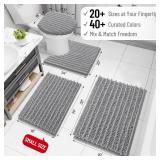Arotive Luxury Chenille Bathroom Rug Mat, Extra Soft Thick Absorbent Shaggy Bath Rugs, Non-Slip Machine Wash Dry, Plush Bath Mats for Bathroom, Shower and Tub, 24x16, Light Grey