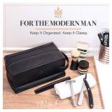 MAKE LIFE EXCLUSIVE Mens Leather Toiletry Bag Travel Dopp Kit, Shaving Bag, Grooming & Hygiene Organizer, Leather Toiletry Bag for Men, Gift for Him