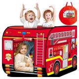 Britik Pop Up Play Tent for Kids Aged 3-5 Years Old Boys and Girls : Fire Truck Tent Playhouse Toy Play Tents for Toddlers 3-5 Kids Tent Indoor Outdoor Playhouse Toys for 3 + Year Old, Fire Truck