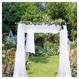 Chyhomenyc Extra Long White Sheer Curtains 144 inch 2 Panels Set, Translucent Backdrop Window Scarf Drapes for Canopy Bed/Wedding/Living Room/Anniversary, 12FT Length, Each 42Wx144L in, 2PCS, White