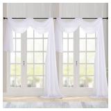 Chyhomenyc Extra Long White Sheer Curtains 144 inch 2 Panels Set, Translucent Backdrop Window Scarf Drapes for Canopy Bed/Wedding/Living Room/Anniversary, 12FT Length, Each 42Wx144L in, 2PCS, White
