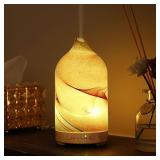 Essential Oil Diffuser Hand Blown Glass Aromatherapy Diffuser - Ultrasonic Cool Mist Scent Aroma Diffuser, Whisper Quiet with Auto Shut-Off, Timer Setting &7 Colors Night Light for Home