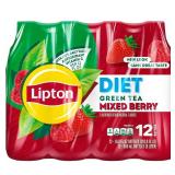 Lipton Diet Green Tea Mixed Berry 16.9 Fluid  Ounce/12 Pack Plastic Bottles