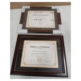GraduationMall 8.5x11 Diploma Frame with Black over Gold Mat or Display 11x14 Document without Mat, Tempered Glass, Mahogany with Gold Beads, Set of 2 - Retail: $49