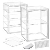 Clear Acrylic Display Case for Figures 4 Layer Adjustable Acrylic Boxes for Display Stackable Display Cabinets for Collectibles Action Figure Display Case for Shoe, Bread, Cosmetic, Handbag,2 Pack - R
