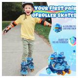 METROLLER Adjustable Kids Balance Roller Skates for Toddler Ages 3-6 Rainbow Unicorn Dinosaurs Illuminating Rollerskates for Girls Boys Ages 5-8 Three-Point Type Suitable for Beginners XS - Retail: $4